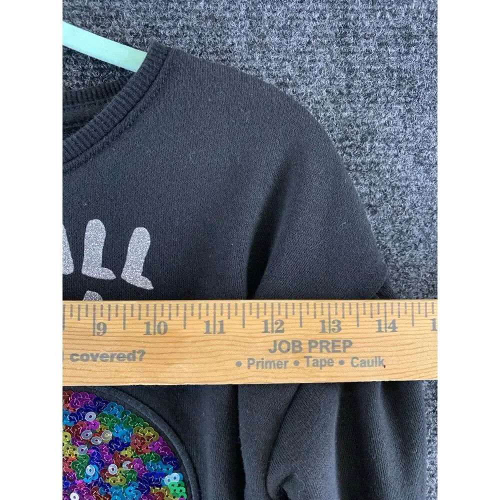 365 Kids by Garanimals Girl Sweatshirt All Heart Sequin Patch Pullover Black 6